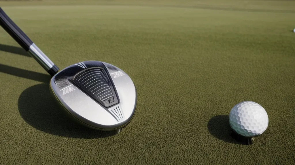 Close-up of Cobra hybrid Baffler rails on a desert golf course fairway