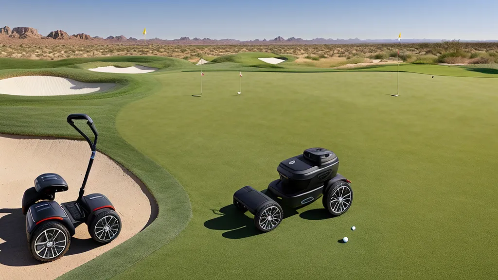 Alphard Golf Club Booster V2Pro electric push cart paired with stable golf shoes on a Phoenix-area fairway