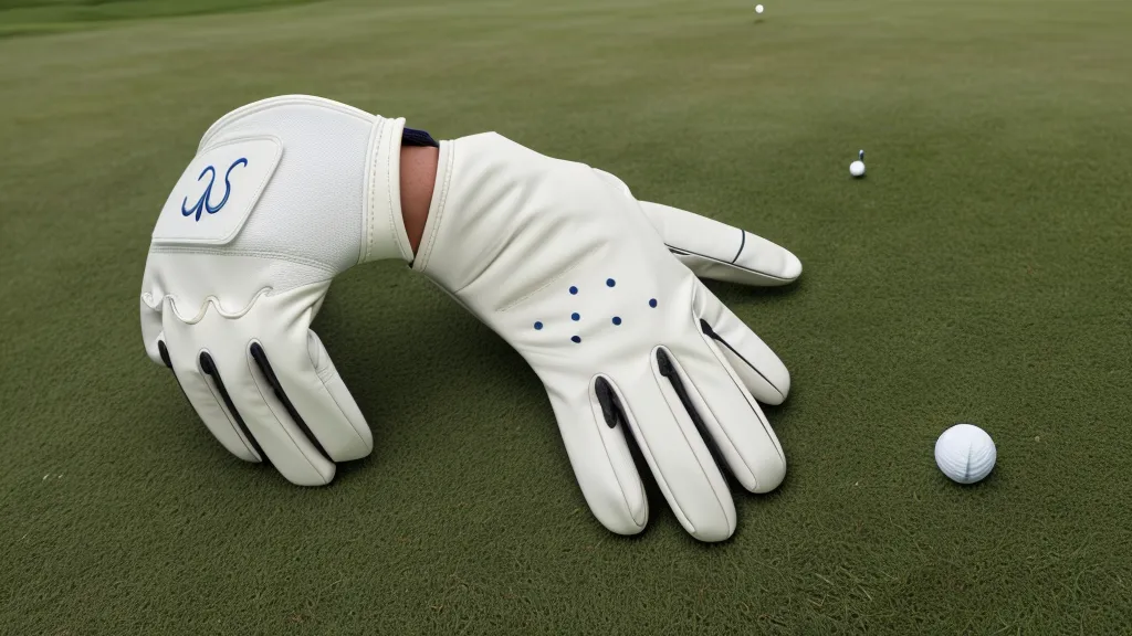 Gloved hand holding a premium putter on a green