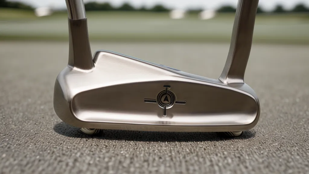 Close-up of a precision-milled 303 stainless steel putter head