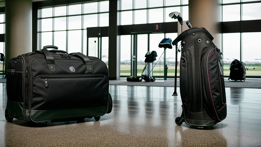 Golf travel bag with a secure putter headcover visible at the top