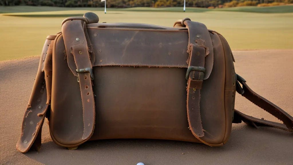 Golf bag on a push cart at a Scottsdale-area desert course during an amateur iron forgiveness test
