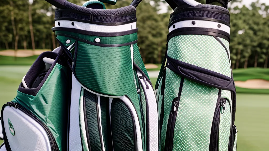 Close-up detail of padded golf bag straps and durable fabric.