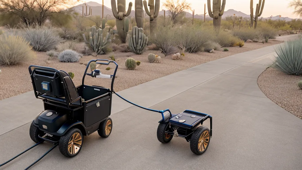 An Alphard electric caddy motor attached to a walking golf push cart.