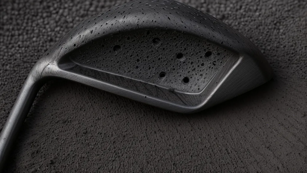 Close-up of a Cobra Darkspeed distance iron head on hardpan desert turf