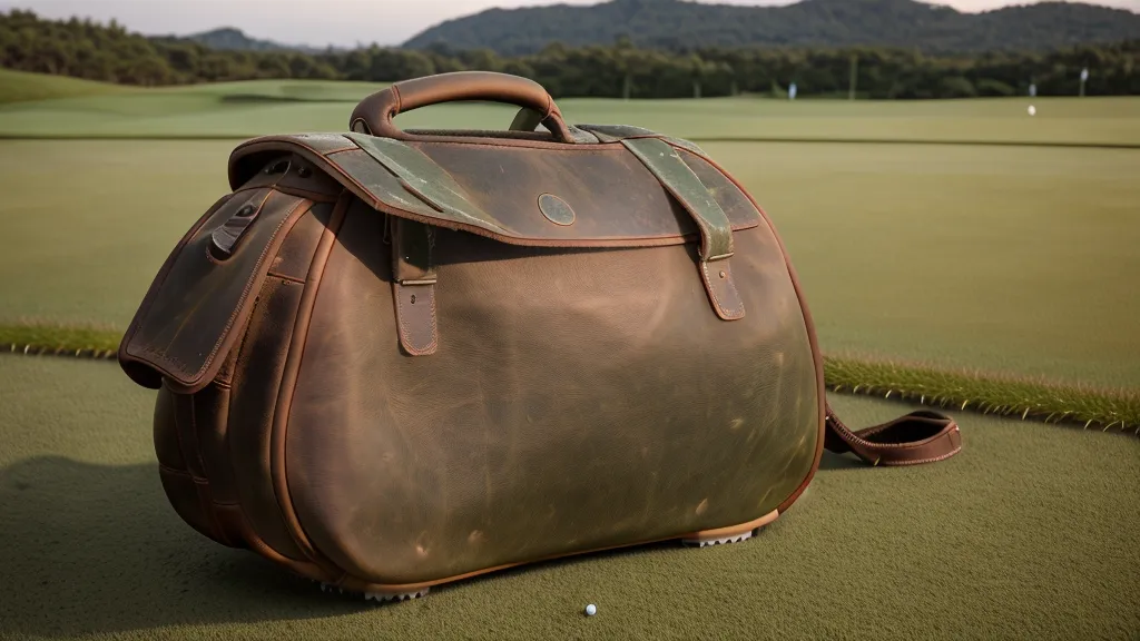 A golfer's yardage notebook and a Titleist iron on a wooden bench.