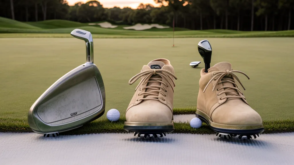 Comparison of two different golf wedge grinds showing wide and narrow soles.