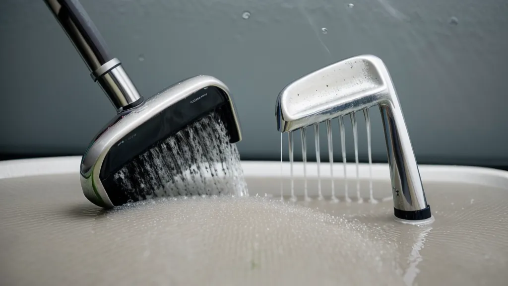 Cleaning a golf club grip with a microfiber cloth in a sink