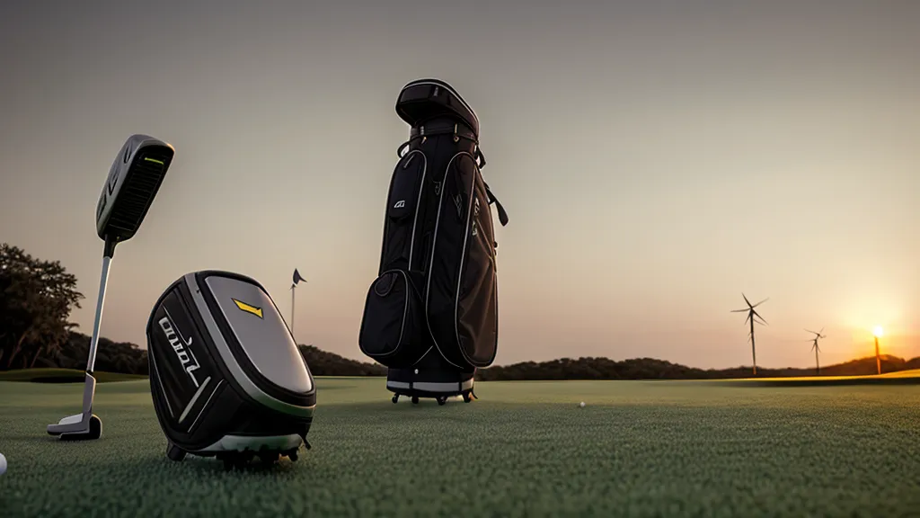An electric golf caddy climbing a steep hill on a golf course