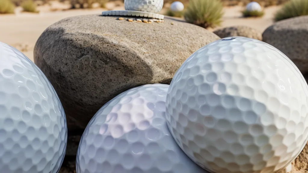 A golf ball sitting on harsh desert caliche and granite rocks