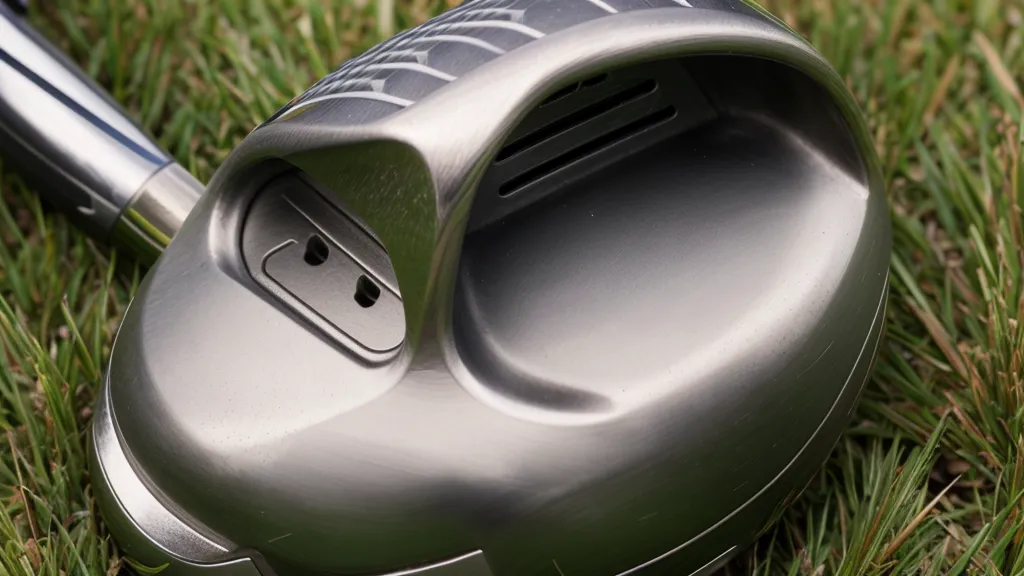 Close-up of the Cobra Darkspeed Max carbon crown, a forgiving fairway wood tested on dormant Arizona fairway grass