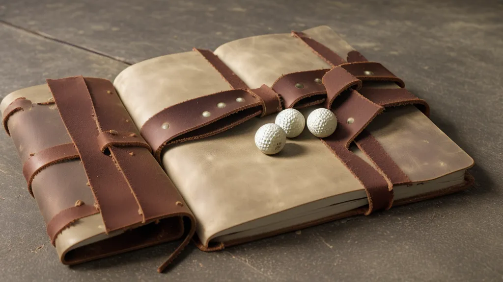 Golf equipment reviews notebook and Titleist Pro V1 golf balls on a course bench at Wigwam Golf Club