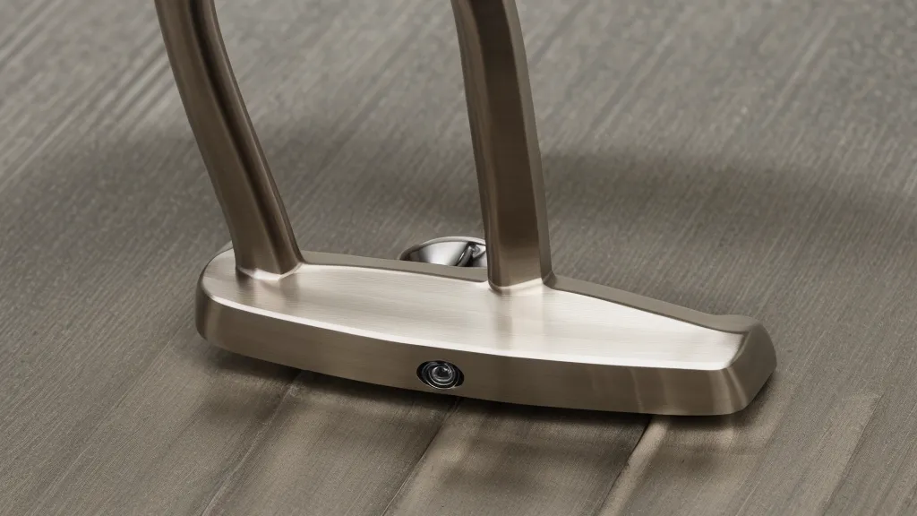 Close-up detail of the precision milling on a 303 stainless steel putter face.