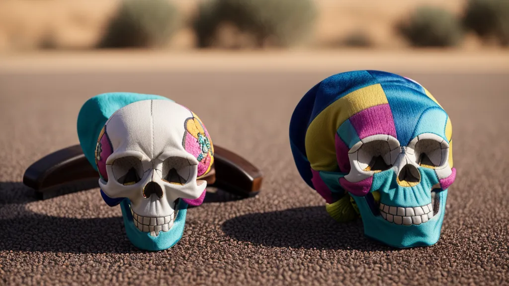 A limited edition SWAG golf headcover resting on a putting green in the desert.
