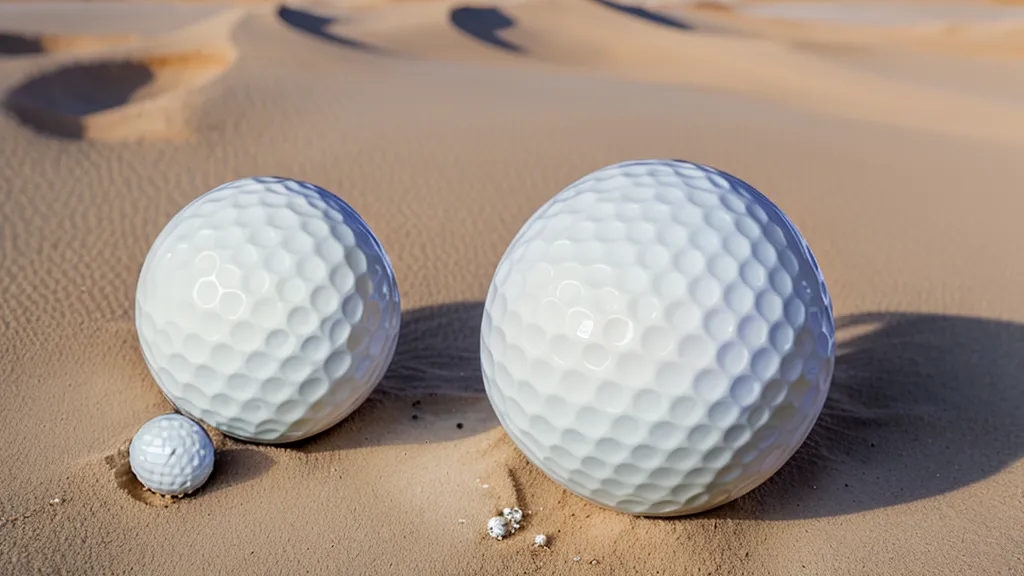 Titleist AVX golf ball sitting on hardpan desert turf before a low approach shot