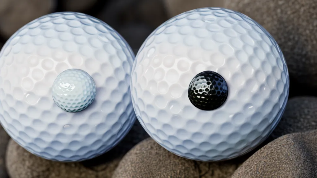 Scuffed golf ball cover after a cart-path rock strike during desert course durability testing