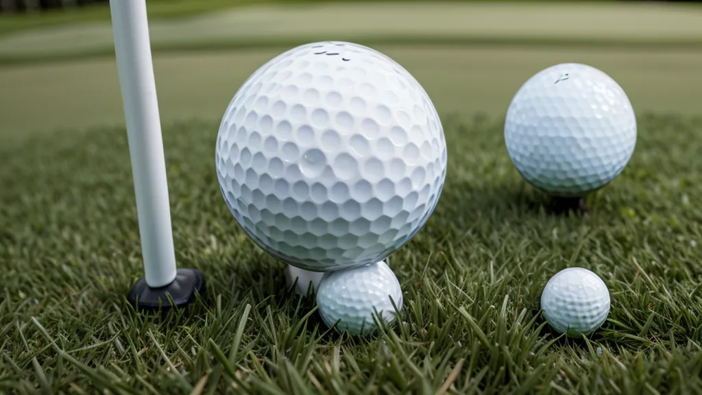 Close-up of a urethane-cover golf ball on the green during a golf ball comparison test