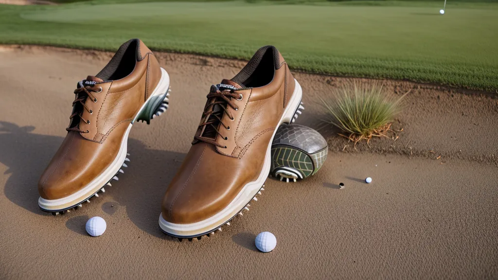 Professional golf shoes and a tracking notebook on a Scottsdale golf path